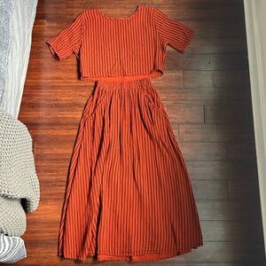 Curator SF fawn skirt and noa crop tee like new condition! Ethical/slow fashion.